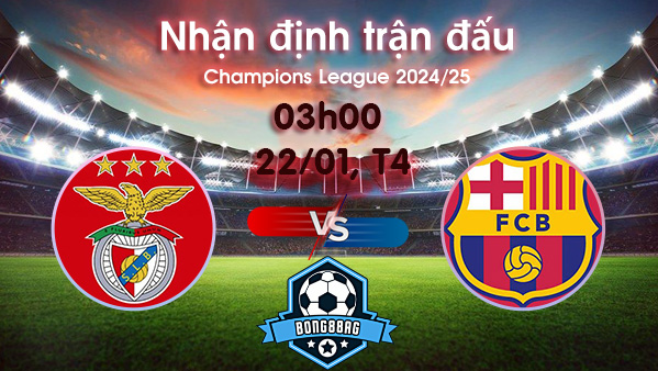 Soi kèo Benfica vs Barcelona, 03h00 ngày 22/01/2025 – Cúp C1 Châu Âu