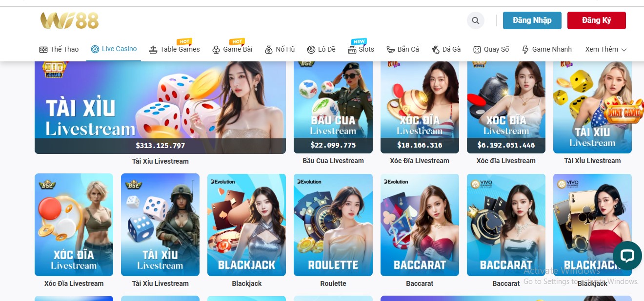 Sòng Casino trực tuyến chân thật như ngoài đời